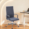 Sidanli Executive Desk Chair, Ergonomic PU Leather Gaming Chair with Adjustable Lumbar Support and Rolling Wheels for Home Office Conference Room, High Back, Gray