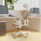 Ergonomic Office Chair with Adjustable Flip-Up Armrests & Lumbar Support - Thickened Cushion Desk Chair with Wheels, Comfy Home Office Computer Chair