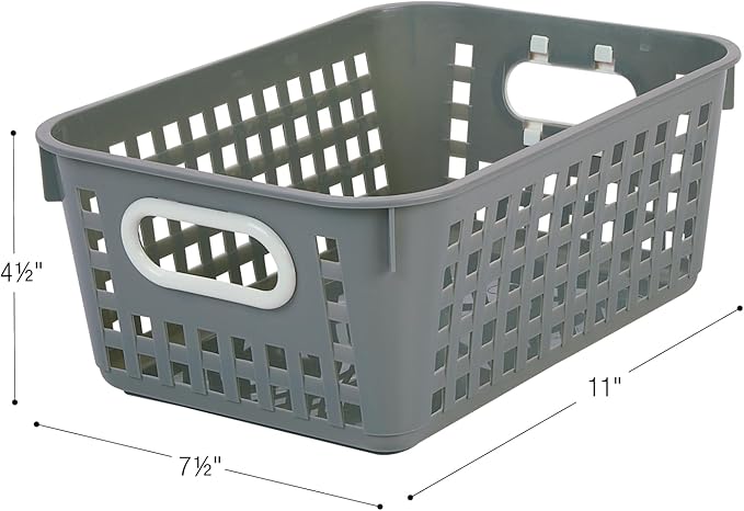 Really Good Stuff Medium Plastic Book Baskets, 11" by 7.5" by 4.5" - 12 Pack, Rainbow, Versatile Storage Solution for Classroom, Home and Office l Toy Storage, Multi-Purpose Organizer Basket