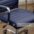 Office Desk Chair Leather, Conference Room Chairs with Wheels, Executive Modern High Back Ergonomic Swivel Rolling Ribbed Computer Chair