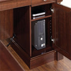 BOWERY HILL Classic Style L-Shaped Office Computer Desk in Cherry with File Drawer, CPU Tower,