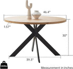 46.4" Round Dining Table Set, Mid Century Modern Round Dining Table for 4-6 Person, Steel Legs, Leisure Coffee Table for Kitchen Dining Room, Save Space