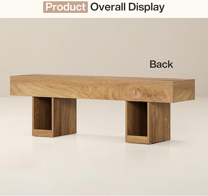 Tribesigns 55” Entryway Bench, Farmhouse Wood End of Bed Bench, Long Indoor Bench for Entryway, Hallway, Living Room