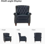 HULALA HOME Genuine Leather Recliner Chair with Solid Wood Feet, Modern Adjustable Tufted Push Back Arm Chair w/Rivet Decoration, Home Theater Seating Single Reclining Sofa for Living Room, Navy