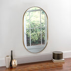 ANDY STAR Brushed Gold Bathroom Mirror, 48 x 30 Inch Oval Vanity Mirror, Brushed Brass Mirror for Wall in Stainless Steel Metal Frame 1’’ Deep Wall Mounted Horizontal/Vertical