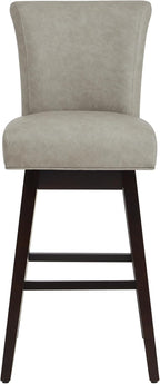 CHITA 30 Inch Counter Height Swivel Bar Stools Set of 2, FSC Certified Modern Upholstered Faux Leather Swivel Barstool Chairs with Back, Stone Grey