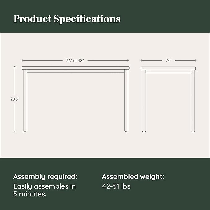 Branch Daily Desk - Functional at Home Office Desk with Effortless Assembly, Timeless Design, Rounded Corners, and Built-in Cable Notch - 36” W x 28.5” H x 24” D - White Work Table