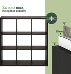 Furinno CUBICLE Book Shelf, 9-Cube Thick Frame Bookshelf, Reversible Bookcase with Open Back, 14.6 x 43.8 x 43.8, for Living Room, Bedroom, Home Office, Black Dark Oak