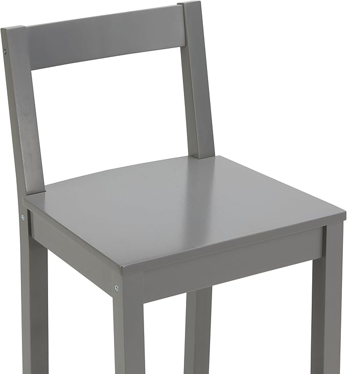 Amazon Basics Wooden Bar Stool with Backrest 24", Grey, 1 Unit