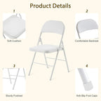 Folding Chairs 50 Pack with Padded Cushion and Back, White Portable Heavy Duty Metal Frame Commercial Seat with 330-LBS Capacity for Indoor Outdoor Office Party Events Kitchen Wedding