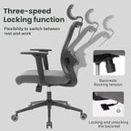 Ergonomic Office Chair - 350LB Mesh Office Chair with Adjustable Lumbar, High Back Computer Desk Chair with 3D Armrest, Comfy Chair with 2D Headrest & Tilt Function for Study, Work, Gaming