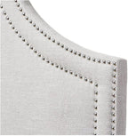 Urban Upmarket Modern and Contemporary Fabric Upholstered Headboard, Nailded Trim Head Board Beige/Queen
