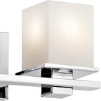 Kichler Tully 15" Vanity Light in Chrome, 2-Light Modern Bathroom Light with Satin Etched Cased Opal Glass, (15" W x 6.5" H), 45150CH