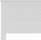Serene Poplar Wood Queen Size Headboard in White, Modern Farmhouse Panel with Chevron Scoring, Casual Coastal Style, Easy Assembly, Quality Materials