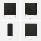 SICOTAS Fluted Shoe Cabinet Storage for Entryway with 2 Flip Drawers-11.8" Deep Freestanding Shoe Organizer Cabinet with 6-Tier Shelves, Large 20 Pairs Shoes Rack Cabinet for Foyer Hallway, Black