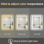 44x36 Inch LED Bathroom Mirror with Lights, Front Light and Backlit Lighted Vanity Mirror, Anti-Fog, Dimmable Memory, Shatterproof, Wall-Mounted