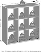 Furinno Cubic Closet Organizers and Storage, 9-Cube Closet Organizer, Open Shelf Closet Storage, Extra Thick Frame for Wardrobe, Bedroom, Living Room, Light Grey