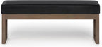 SIMPLIHOME Milltown 45 inch Wide Contemporary Rectangle Large Ottoman Bench in Midnight Black Vegan Faux Leather, Assembled, For the Living Room and Bedroom