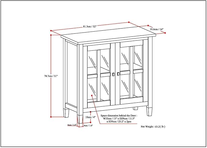 SIMPLIHOME Warm Shaker SOLID WOOD 32 inch Wide Transitional Low Storage Cabinet in Distressed Grey for the Living Room, Entryway and Family Room