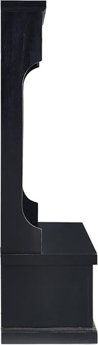 Crosley Furniture Seaside Hall Tree with Shoe Rack Bench and Coat Hooks for Hanging Storage, Distressed Black