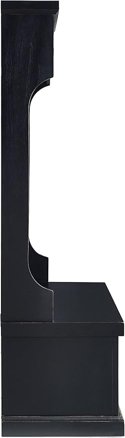 Crosley Furniture Seaside Hall Tree with Shoe Rack Bench and Coat Hooks for Hanging Storage, Distressed Black