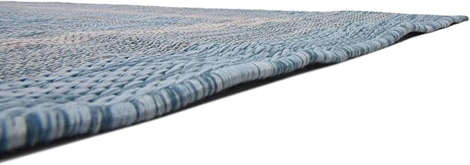 Unique Loom Outdoor Border Collection Area Rug - Soft Border (9'x 12' Rectangle, Aquamarine/ Ivory)
