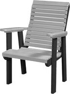 DutchCrafters Modern Horizontal Slat High Back Poly Outdoor Patio Chair (Black & Light Gray)
