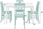Walker Edison 4 Person Modern Farmhouse Wood Small Dining Table Dining Room Kitchen Table Set 4 Chairs Set, 48 Inch, White and Grey