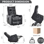 PELUMY Manual Lift Recliner Chair with Massage and Heat for Elderly, Single Motor Electric Lift Chair, Heavy Duty Recliner with USB Charging & Side Pockets (Breathable Leather, Grey)