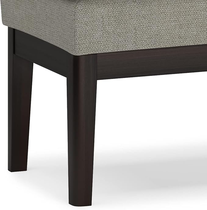 SIMPLIHOME Carlson 45-inch Wide Linen-Look Fabric Ottoman Bench in Greige with Solid Wood Frame for Living Room, Entryway, or Bedroom