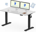 FLEXISPOT EN1 Whole-Piece Standing Desk, 55 x 28 Inches Electric Stand Up Desk for Workstation and Home Office (Black Frame + 55" White Top, 2 Packages)