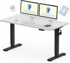 FLEXISPOT EN1 Whole-Piece Standing Desk, 55 x 28 Inches Electric Stand Up Desk for Workstation and Home Office (Black Frame + 55" White Top, 2 Packages)