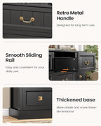 AOGLLATI Farmhouse 9 Drawers Dresser for Bedroom, 63" Wide Wood Rustic Chest of Drawers with Natural Texture, Vintage Design, Long Wide Storage Dresser for Bedroom, Black