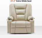MCombo Oversized Power Lift Recliner Chair with Massage and Heat for Big and Tall Elderly People, Cup Holders, USB Ports, Side Pockets, Faux Leather R7541 (Beige, Large-Oversize)