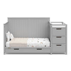 Graco Hadley 5-in-1 Convertible Crib & Changer (Pebble Gray) – GREENGUARD Gold Certified, Fits Standard Crib Mattress, Converts to Toddler Bed and Full Bed, 4 Adjustable Mattress Heights