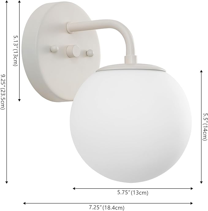 JONATHAN Y JYL3534C Louis Parisian Globe 5.75" 1-Light Metal/Frosted Glass Modern Contemporary LED Vanity Light Midcentury, Glam, Transitional, Bathroom, Powder Room, Dressing Room, Bedroom, Almond