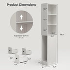 LAUSAINT HOME Tall Bathroom Storage Cabinet, Anti-Tipping Narrow Floor Cabinet with 2 Adjustable Shelves & 3-Level Drawers for Small Space, Home, Bathroom, Kitchen, Laundry (White)