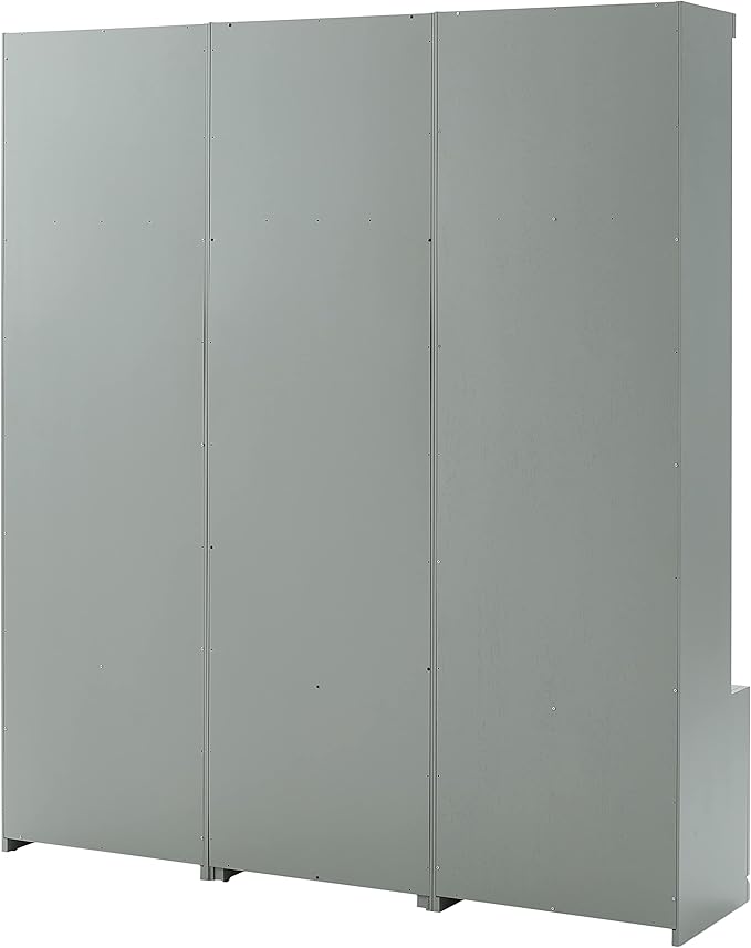 Crosley Furniture Harper 3-Piece Hall Tree and Storage Cabinet Set with Entryway Bench and Hooks for Hanging, Gray