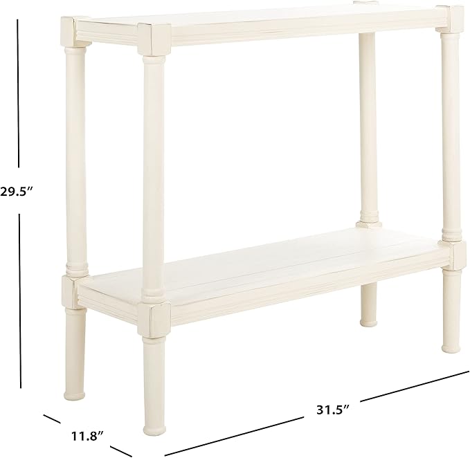 SAFAVIEH Home Collection Rafiki Distressed White Lower Shelf Console Table CNS5714A