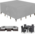 Easy-Going Square Patio Furniture Cover Waterproof Outdoor Dining Table and Chair Cover Anti-UV Outside Sectional Sofa Set Covers (64"L x 64"W x 28"H, Grey)