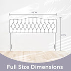 Upholstered Full Headboard, Button Diamond Tufted Headboard with Adjustable Height and Solid Wood Leg, Velvet Padded Headboards for Full Size Bed, Modern Head Board, White