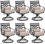 Sophia and William Patio Swivel Dining Chairs Set of 6, Outdoor Metal Armchairs, Outdoor Dining Chairs