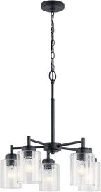 Kichler Winslow 19.75" 5-Light Chandelier Light with Clear Seeded Glass in Black for Kitchen, Bar, Dining Room, Living Room (19.75" x 16.25"), 44030BK