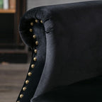 Accent Reading Arm Chairs Set of 2 for Living Room Bedroom, Midcentury Modern Comfy Corner Sofa Chair, Wingback Waiting Room Club Chair with Button Tufted Back &Lumbar Pillow, Velvet Black