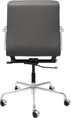 Laura Davidson Furniture SOHO II Padded Management Office Chair - Mid Back Desk Chair with Arm Rest, Swivel & Cushion Availability, Made of Faux Leather, Dark Grey, Computer Chair