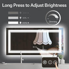 72 x 32 Inch LED Mirror for Bathroom with Front and Backlit,Large Lighted Bathrooom Mirrors for Wall,3 Colors Stepless Dimming Bathrooom Vanity Mirror LED Lights, Anti-Fog, Memory
