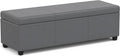 SIMPLIHOME Avalon 54 inch Wide Contemporary Rectangle Extra Large Storage Ottoman Bench in Stone Grey PU faux leather, Assembled, For the Living Room, Entryway and Family Room