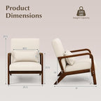 KOMFOTT Mid-Century Modern Accent Chair Set of 2, Living Room LeisureChair with Cushioned Seat & Back, Upholstered Armchair with Rubber Wood Frame & Lumbar Pillow, Lounge Chair for Bedroom, Beige