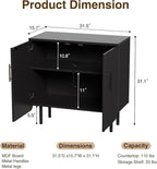 Buffet Cabinet with Storage, Sideboard with 2 Doors, Adjustable Shelf, Fluted Accent Cabinet for Living Room, Modern,Black