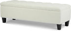 Christopher Knight Home Ottilie Boucle Fabric Storage Ottoman Bench, Wooden Rectangular Ottoman with Storage, Bedroom End of Bed Foot Stool, Entryway Ottoman Footrest, Living Room Extra Seat, White